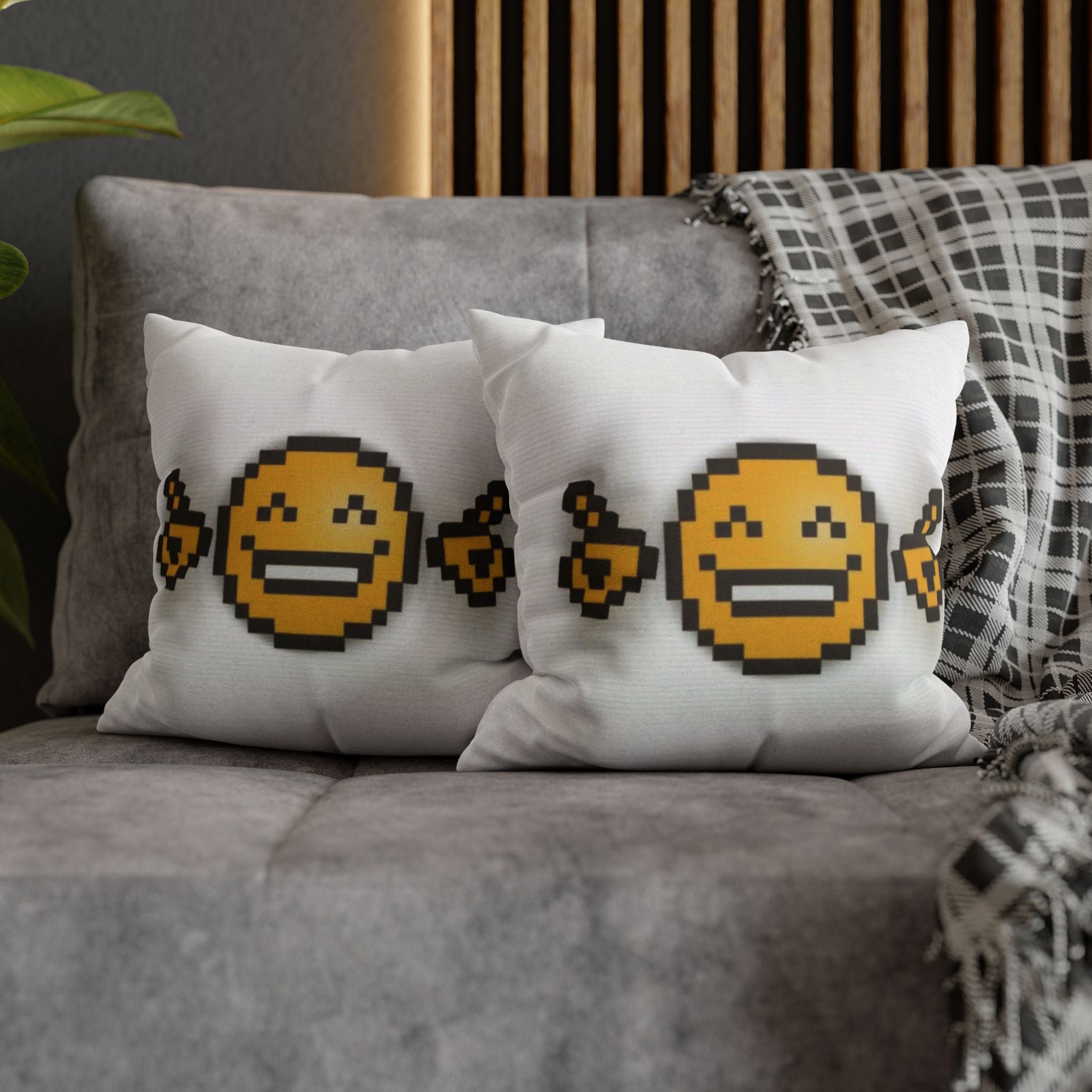 Emoji Square Pillowcase, Fun Home Decor, Gift for Gamers, Retro Style Cushion Cover, Cozy Bedroom Accent, Whimsical Accent Pillow