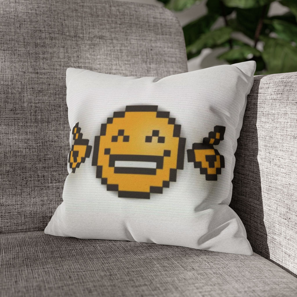 Emoji Square Pillowcase, Fun Home Decor, Gift for Gamers, Retro Style Cushion Cover, Cozy Bedroom Accent, Whimsical Accent Pillow
